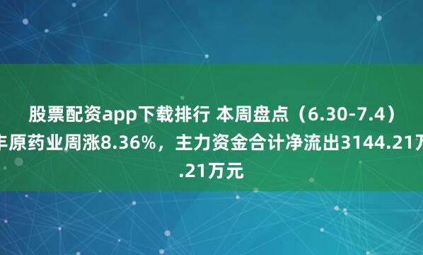 股票配资app下载排行 本周盘点（6.30-7.4）：丰原药业周涨8.36%，主力资金合计净流出3144.21万元